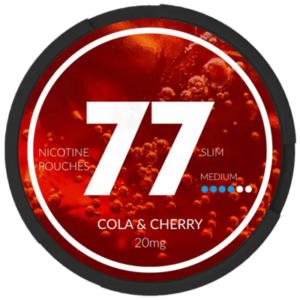 77 Cola Cherry Nicotine Pouch, classic cola with a twist of ripe cherries Flavor, 20 mg Nicotine, Tobacco-Free