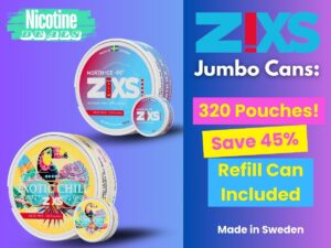 ZIXS Jumbo Cans: 320 nicotine pouches < Save 45%