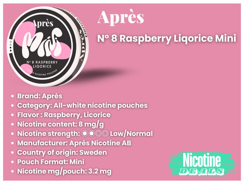 Après N8 Raspberry Liqorice nicotine pouch can